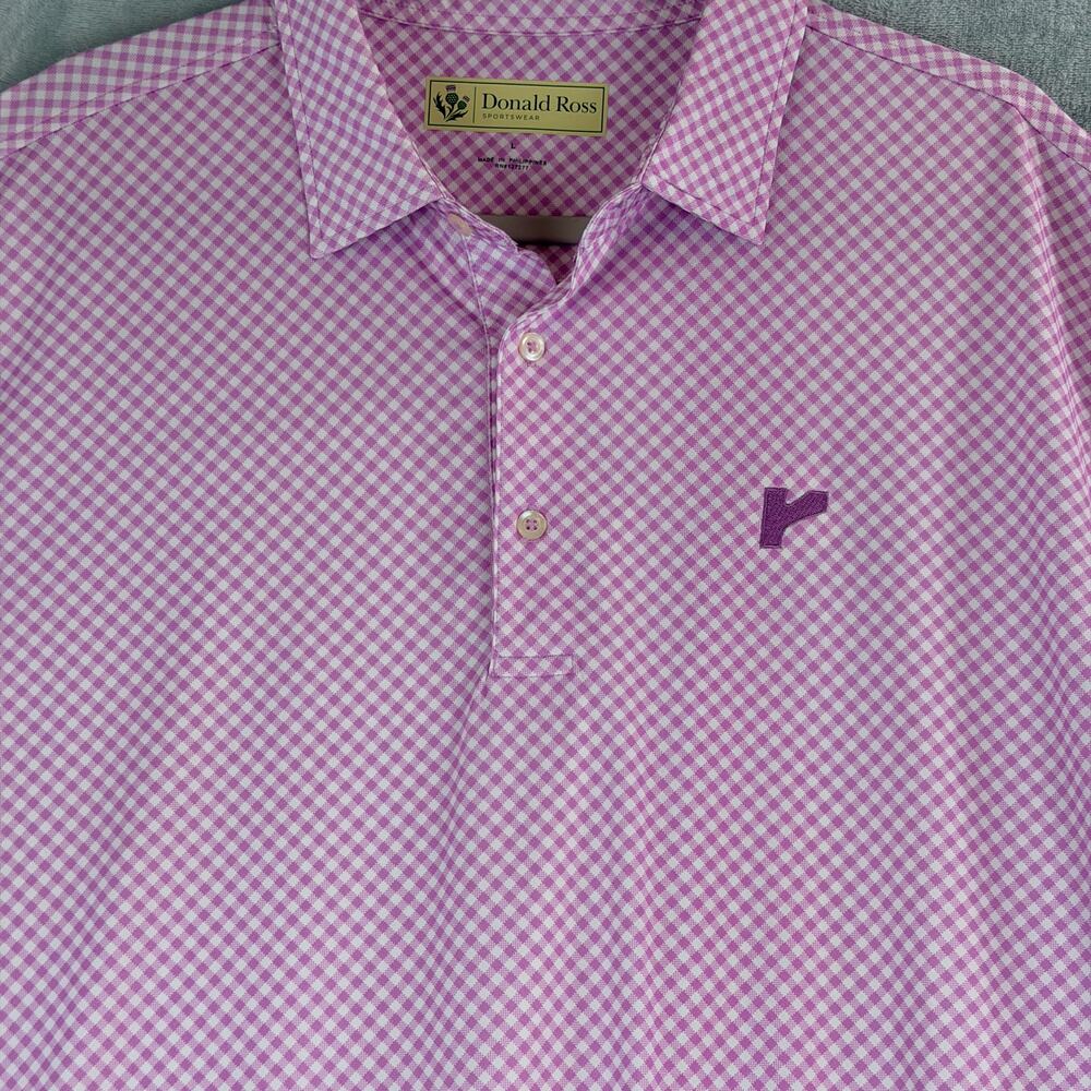 Donald Ross Mens Polo L Ross Performance Golf Pink Check - Picture 4 of 9